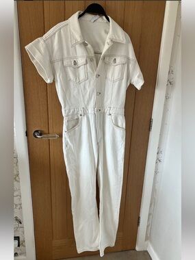 2 Short-Sleeve Denim Jumpsuit XL JUST WORE IT ONCE!